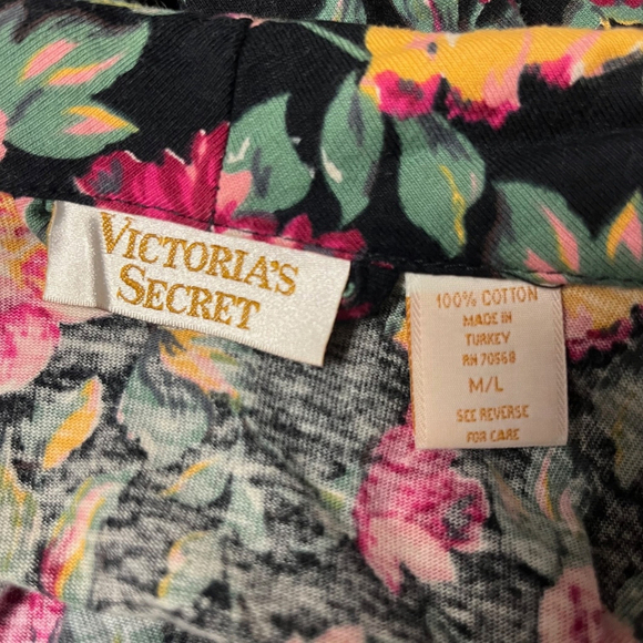 Victoria's Secret Vintage Gold Label Black Floral Robe Size M/L - Picture 6 of 6